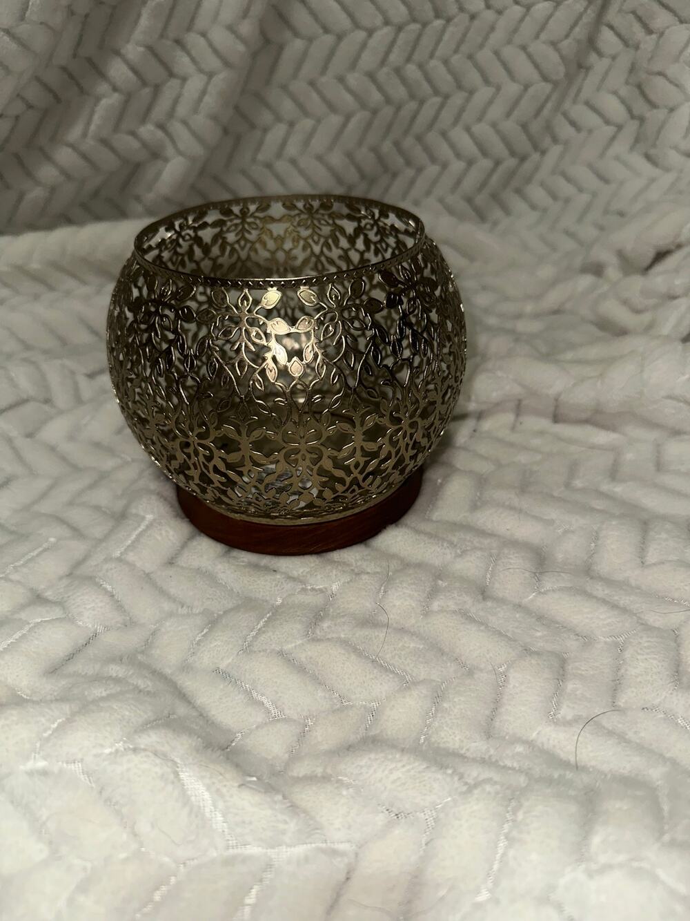 Bath & Body Works Metal 3-Wick Candle Holder w/ Wood Base